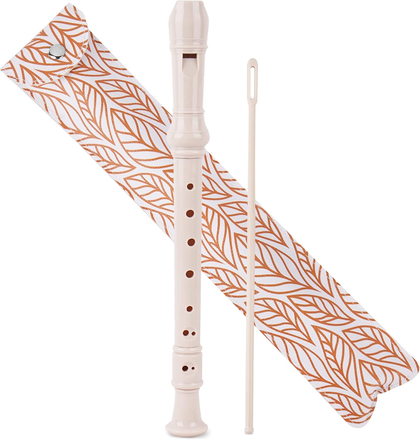 Recorder Instrument for Beginner Kids Adults,8-Hole Soprano Descant Recorder Music Flute with with Cleaning Rod & Leather Case For School Student Home Entertainment(2-Gold Leaf)