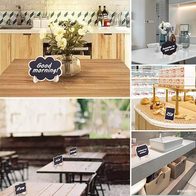 Swpeet 30Pcs Mini Chalkboards Signs with Liquid Chalk Markers and Easel Stand, Rectangle Message Board Signs for Weddings Place Cards, Birthday Parties, Table Numbers and Event Decorations