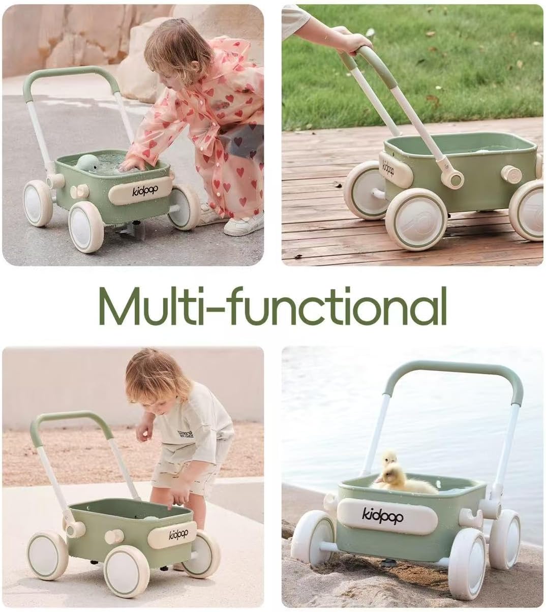 PULA Baby Push Walker with Wheels Toddler Wagon for First Learner Baby Toys 6-12 Months, 1 Year Old Birthday Gifts, Indoors and Outdoors (Green)