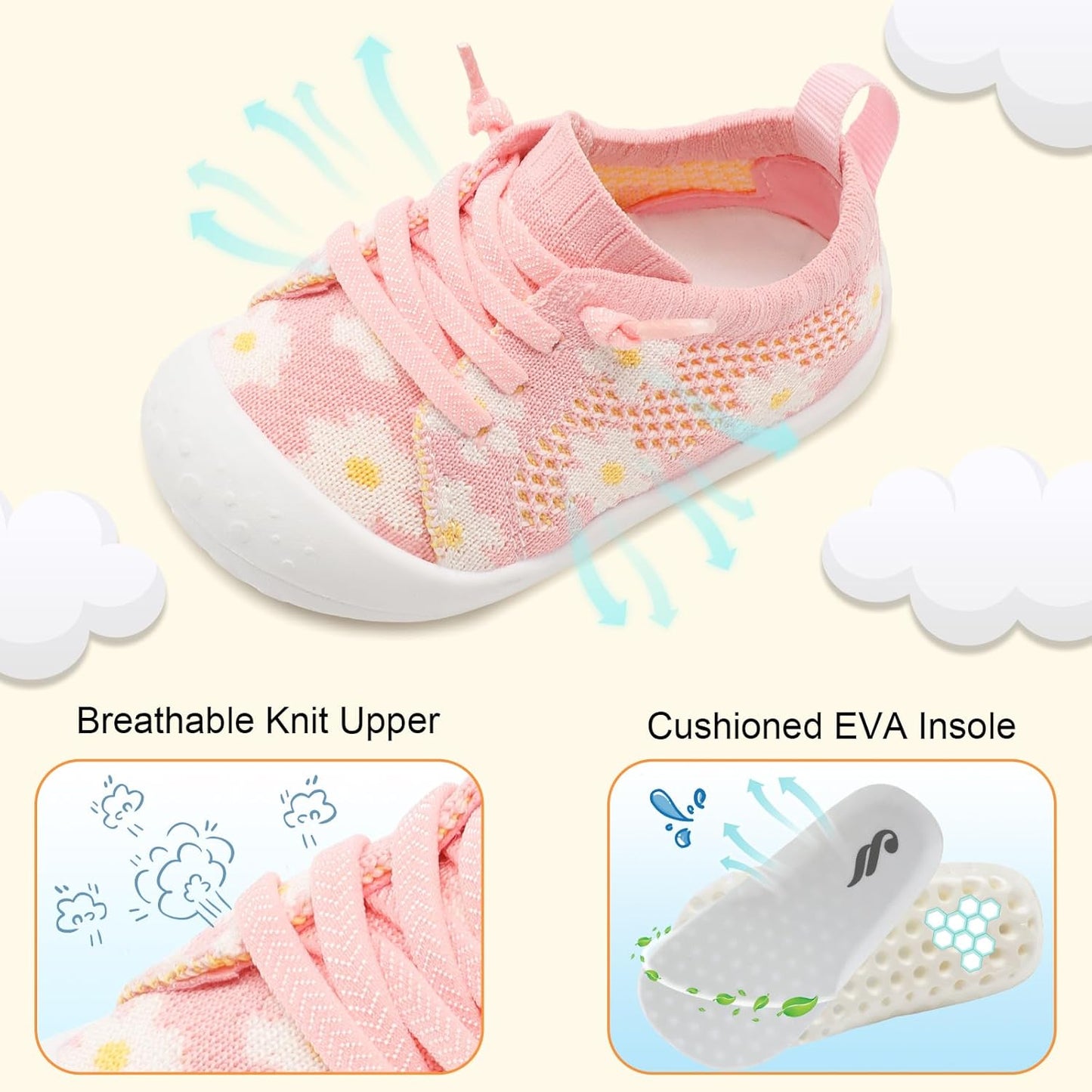 JIASUQI Baby Shoes for Toddler Boys Girls Sneakers Slip on Walking Shoes for Babies