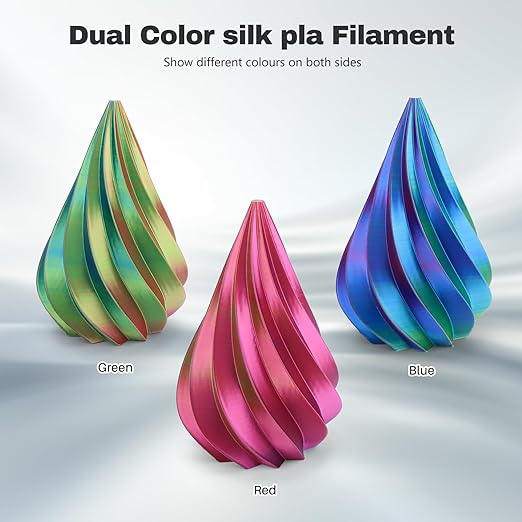 Silk PLA Filament 1.75mm Red Green Blue Triple Color PLA 3D Printer Filament 3 in 1 Coextrusion 1KG Spool(2.2lbs) 3D Printing Filament Dimensional Accuracy +/- 0.03mm
