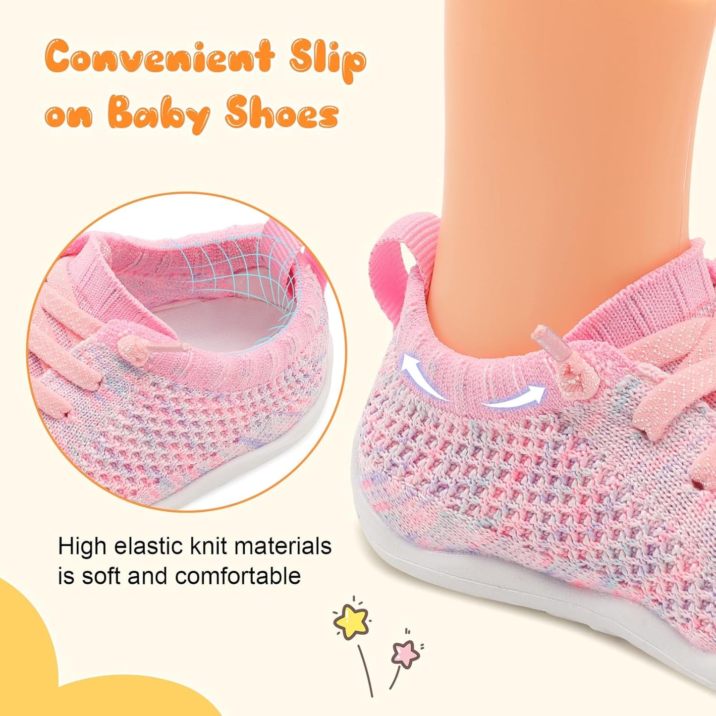 JIASUQI Baby Shoes for Toddler Boys Girls Sneakers Slip on Walking Shoes for Babies