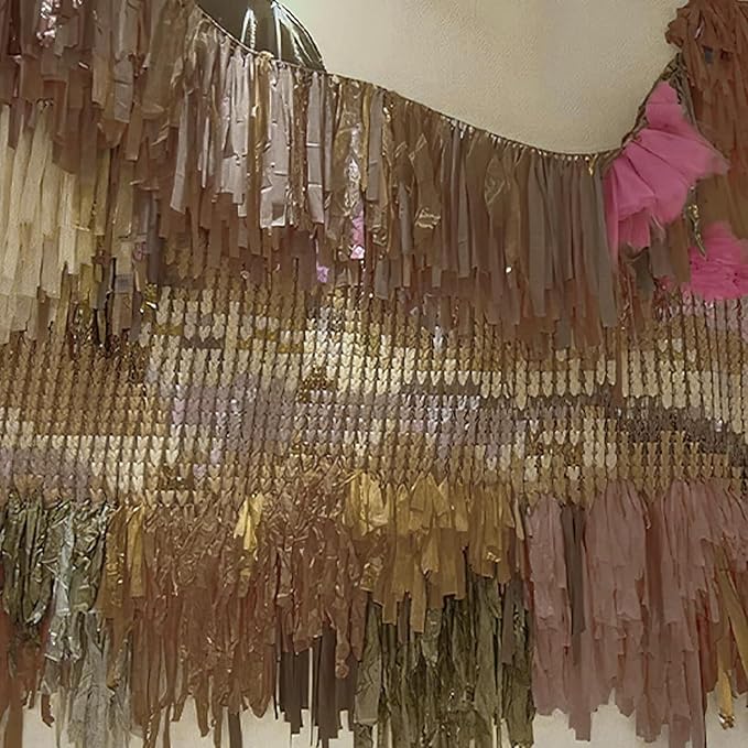 PartyWoo Brown Crepe Paper Streamers 4pcs 328ft Pack of Boho Neutral Crepe Paper Streamers for Birthday Baby Shower Wedding Graduation Anniversary Retirement Woodland Jungle Theme Party Decorations