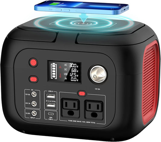 Portable Power Station 300W, 228Wh Solar Generator with 110V Pure Sine Wave AC Outlet, Backup Lithium Battery Generator for CPAP Outdoor RV Camping Emergency Home Use