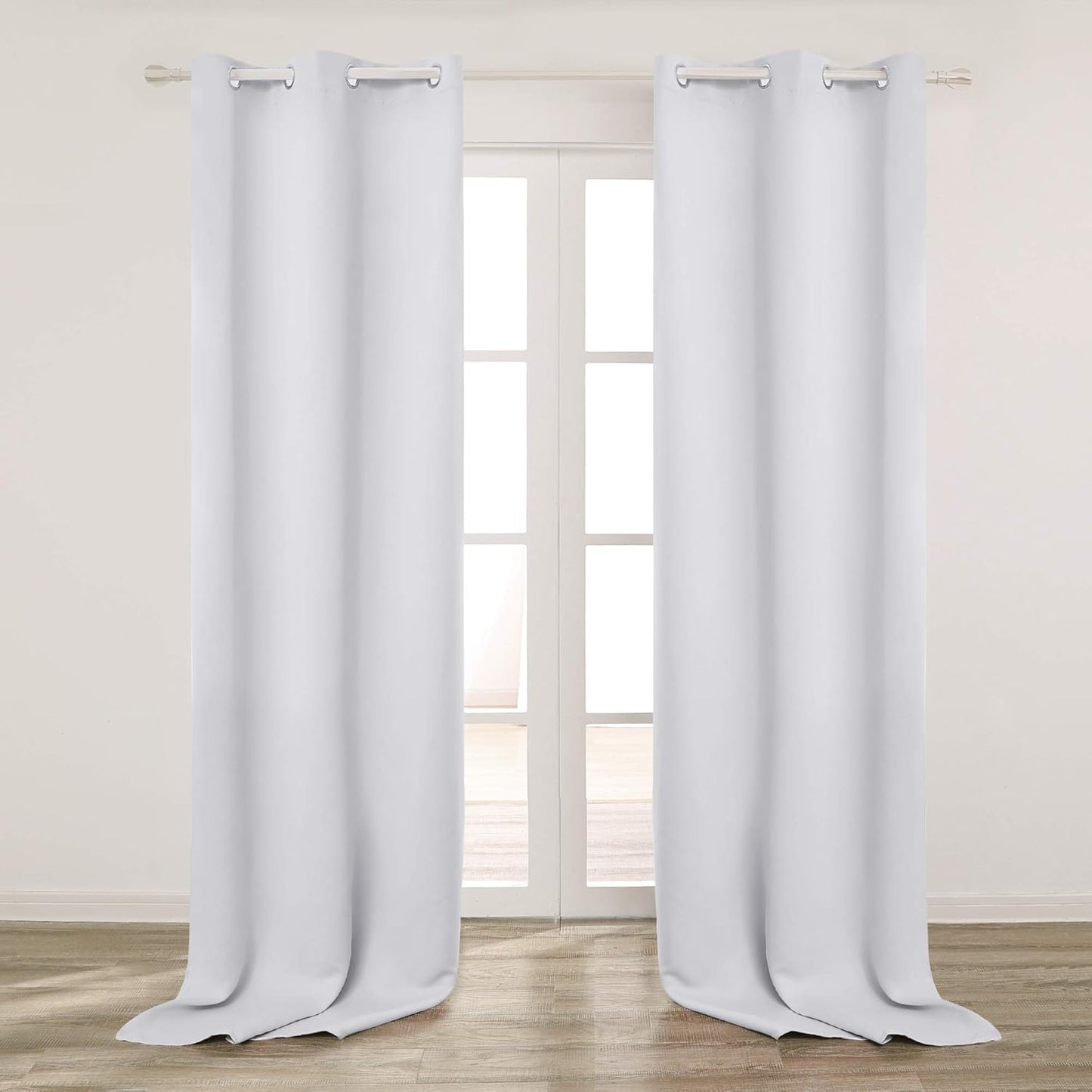 Deconovo Blackout Curtains, Room Darkening Thermal Insulated Window Drapes, Noise Reducing, Grommet Top, 2 Panels 42W x 120L Inch Machine Washable for Bedroom Living Room Nursery Star White