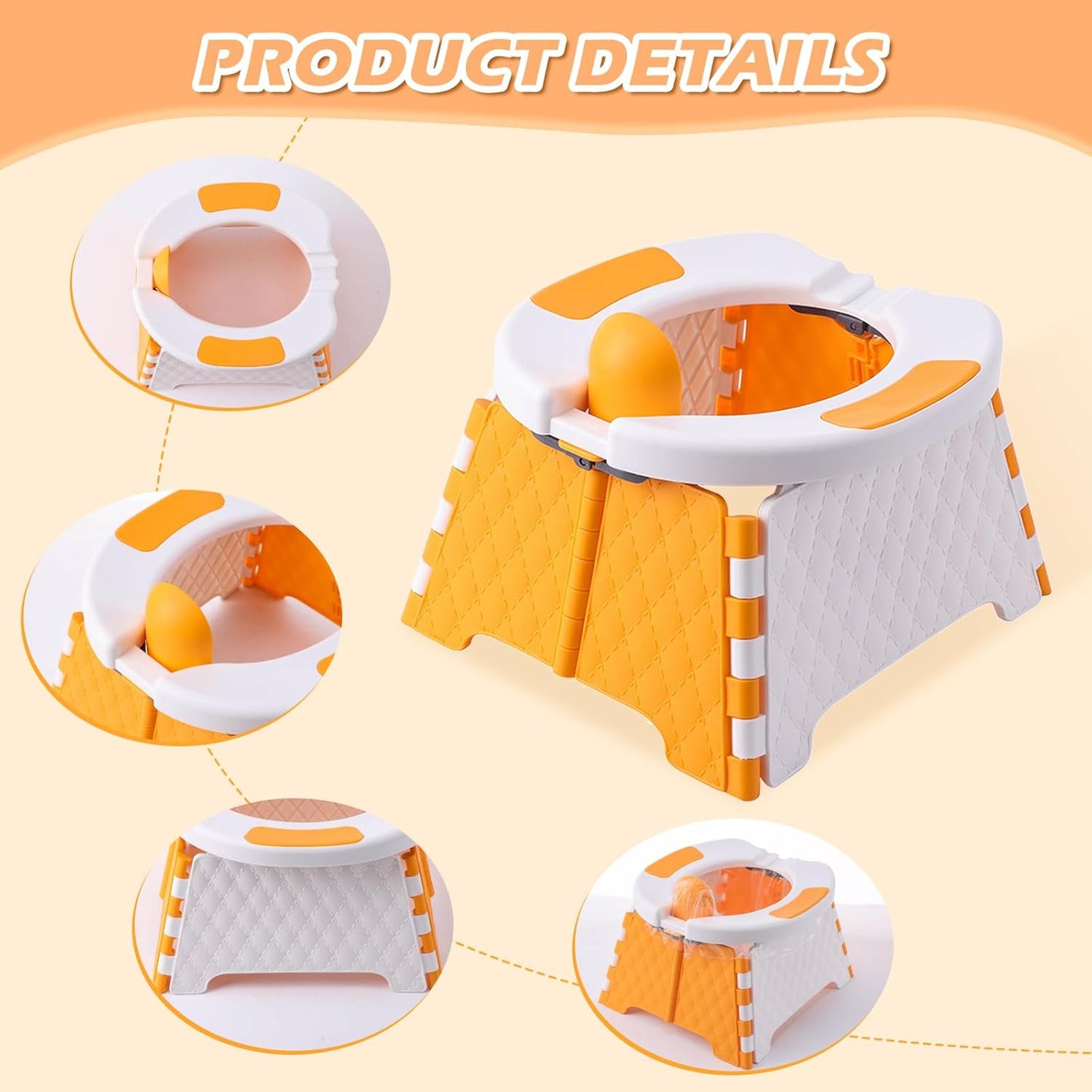 Portable Potty for Toddler Travel, Kids Travel Potty Training Chair with Travel Bag, Baby Potty Training Toilet for Outdoor and Indoor Easy to Clean(Orange) by Yszawmx, Includes 30 Replacement Bags