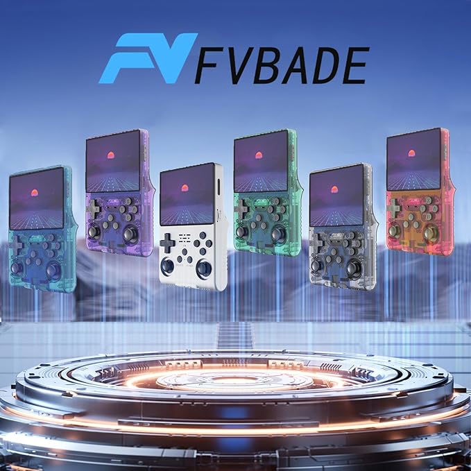 FVBADE[30000 in 1] R40S PRO Handheld Game Console 3.5 inch IPS Screen Mini Retro Console 3800mAh Portable Pocket Arcade 45+ Mainstream Emulator 256G TF Card Transparent.(Blue)