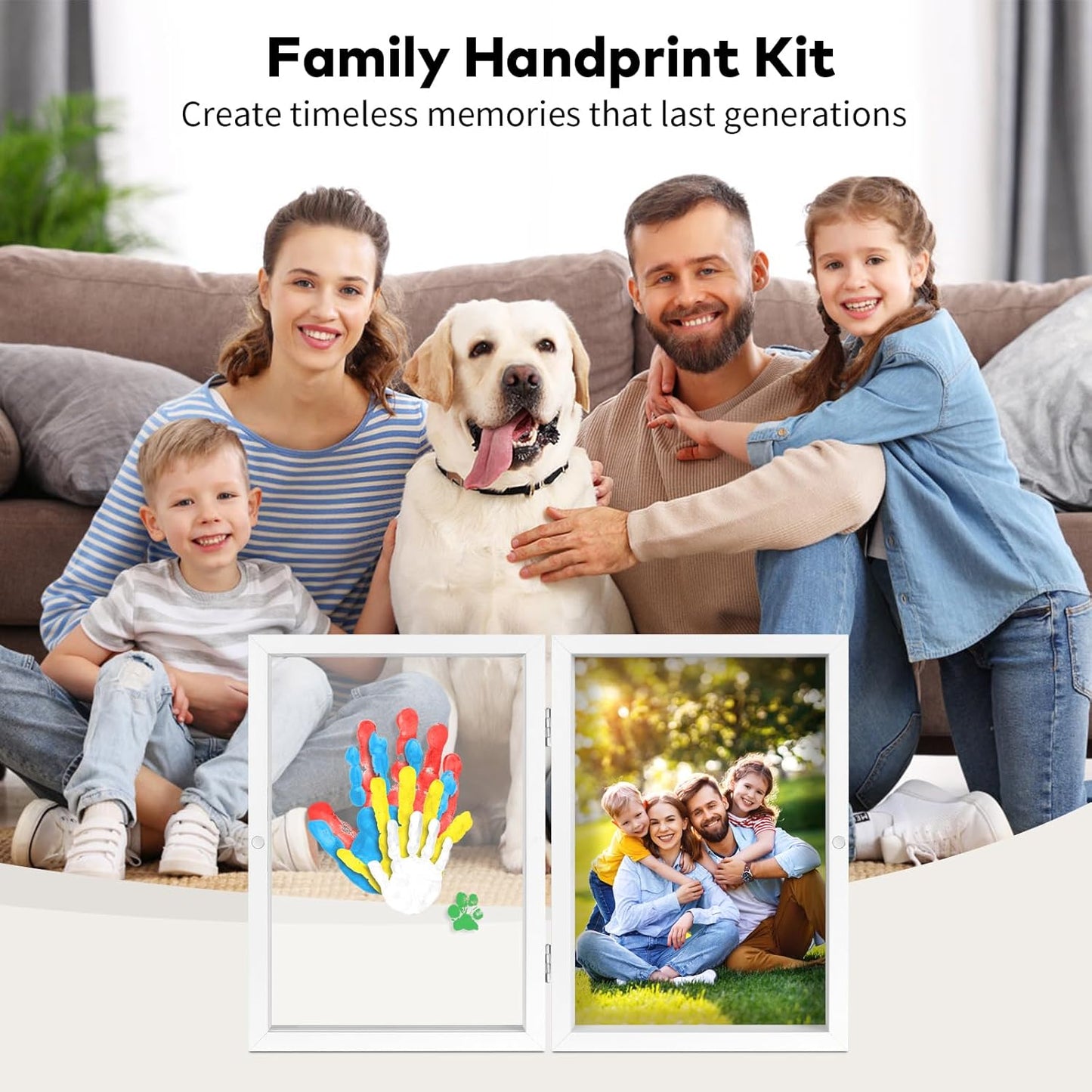 Family Handprint Kit, DIY Craft Keepsake, Hand Print Photo Frame, Family Gifts for New Mom, New Baby, New Parents, Grandparents, Mother's Day, Father's Day, Adoption Day, Anniversary