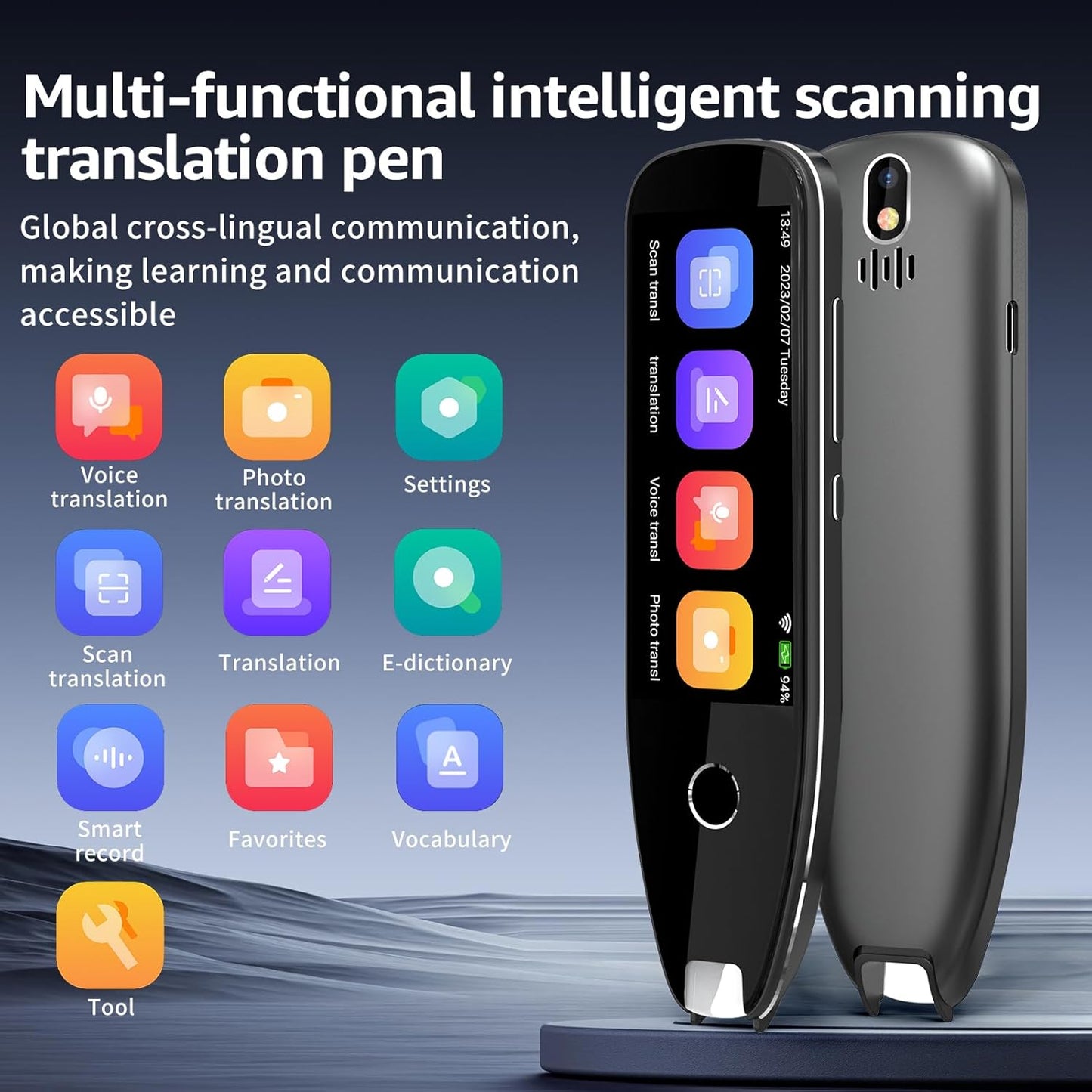 Translation Pen - Dyslexia Reading Tools for Kids, Text to Speech Scanning Pen, Support 130+ Languages Translator Pen for Language Leaners, Travel Business Offline Voice & Photo Translation
