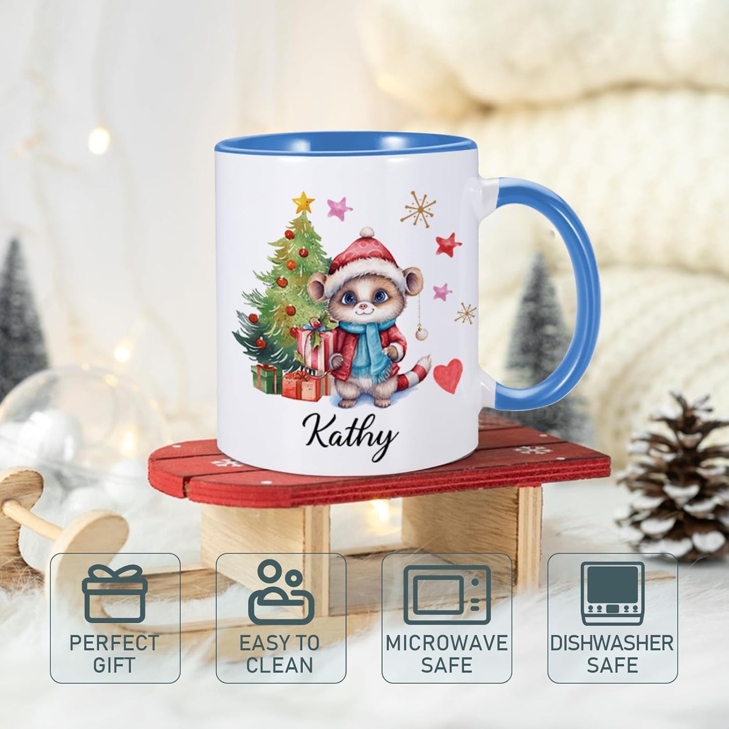 Custom Christmas Coffee Mug Personalized Hot Chocolate Mug for Kids Customized Hot Cocoa Cups with Name 11oz Ceramic Santa Mugs Winter Holiday Xmas Mugs Christmas Gifts for Family Kids Xmas Decor