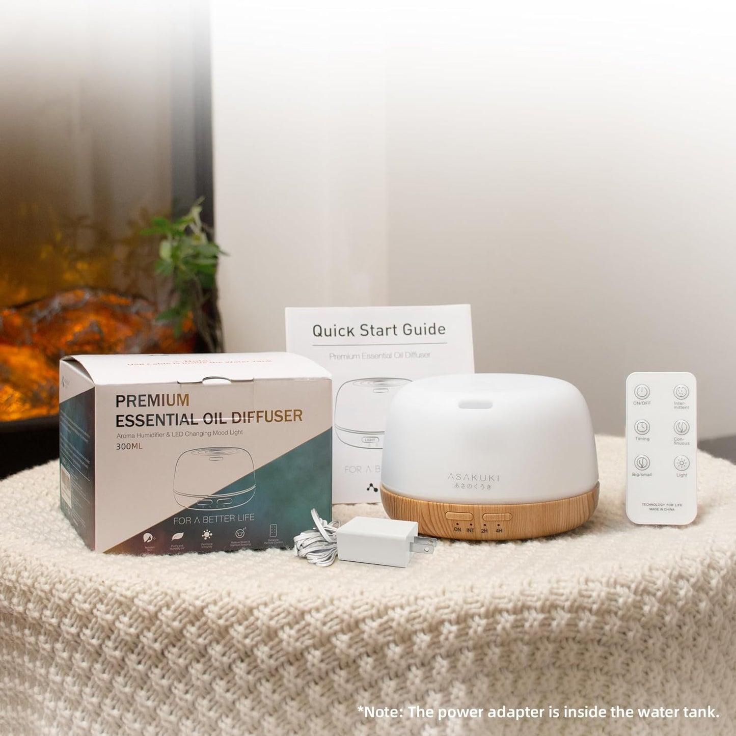 ASAKUKI Essential Oil Diffuser, 300ml Ultrasonic Aromatherapy Oil Humidifier with 7 Colors Lights 2 Mist Mode for Home