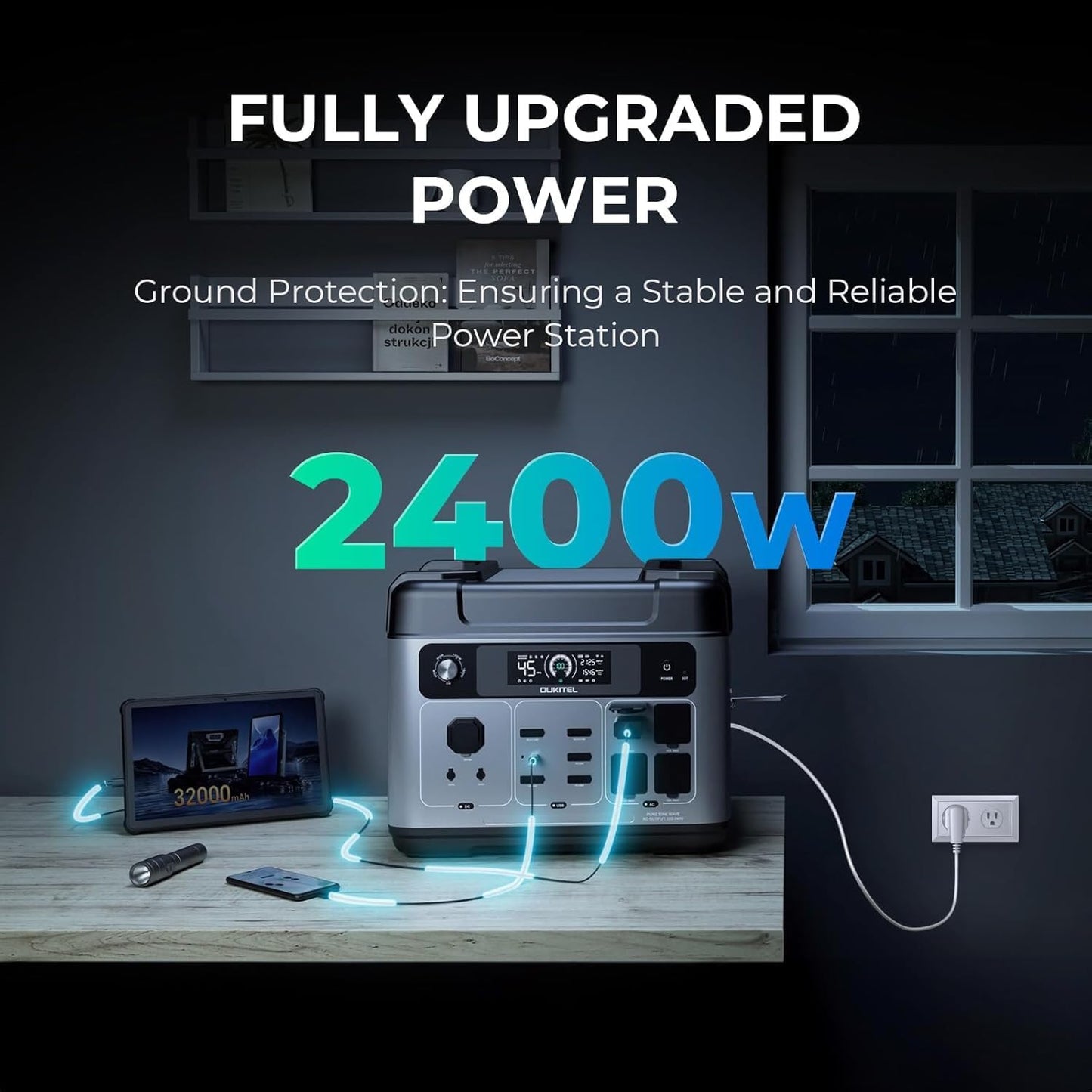 OUKITEL P2001 Plus 2400W/2048Wh Solar power station,2400W Solar Generator with 2x200W Solar Panels, 1800W Super Fast Charging, Emergency Power Station for Home, Camping, Outdoor Battery Backup