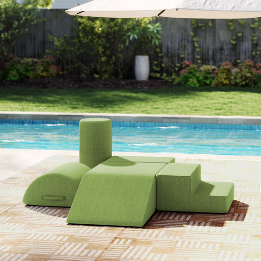 jela Foam Blocks 6Pcs Soft Play Equipment Waterproof Fabric, UV Resistant Toddler Climbing Toys Indoor& Outdoor Soft Play Climbing for Toddlers, Lightweight Climbing Blocks for Babies, Kids (Green)