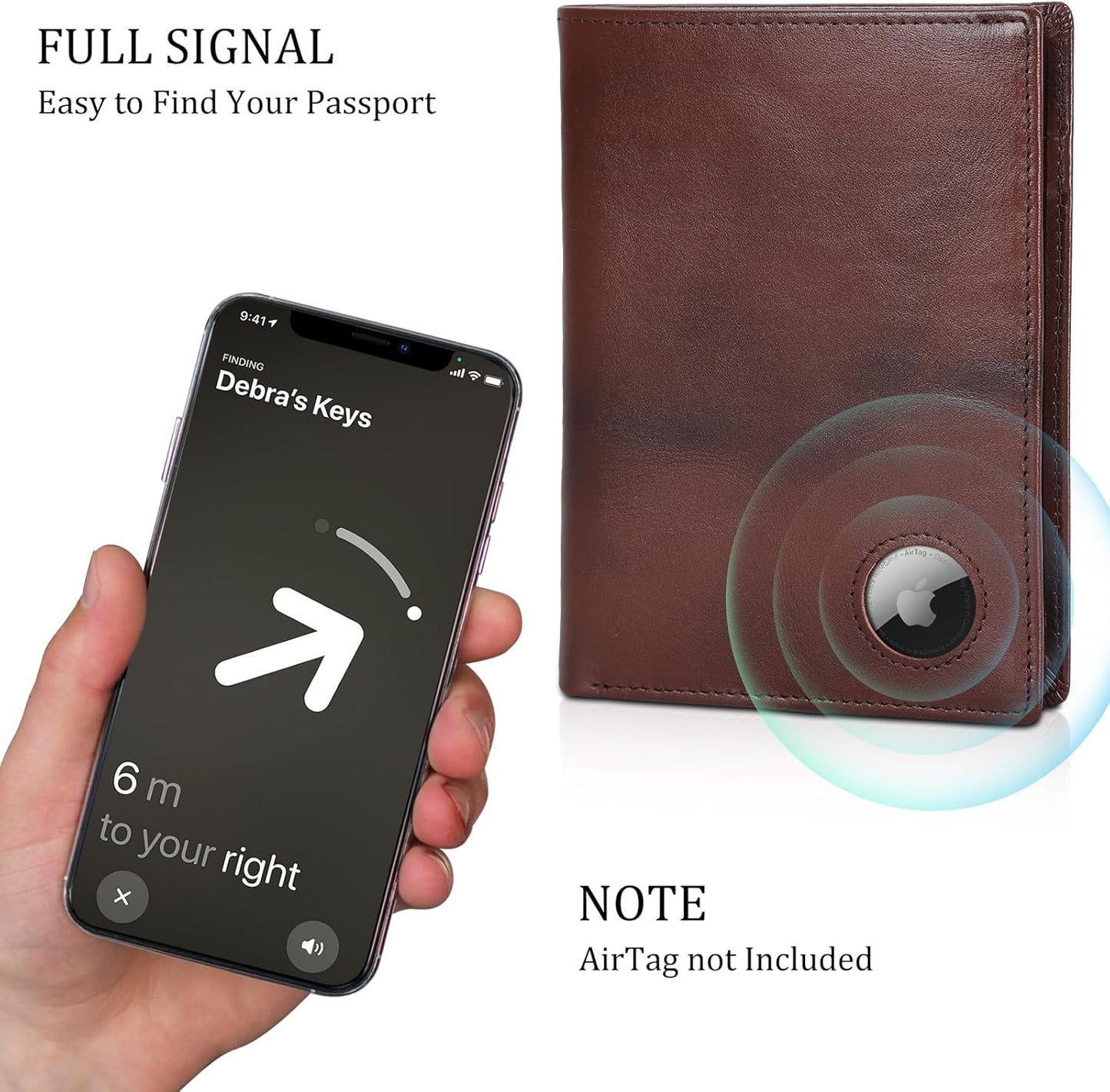 Polare Luxury RFID Blocking Leather Passport Holder Travel Wallet For Men and Women (Coffee with AirTag Slot)