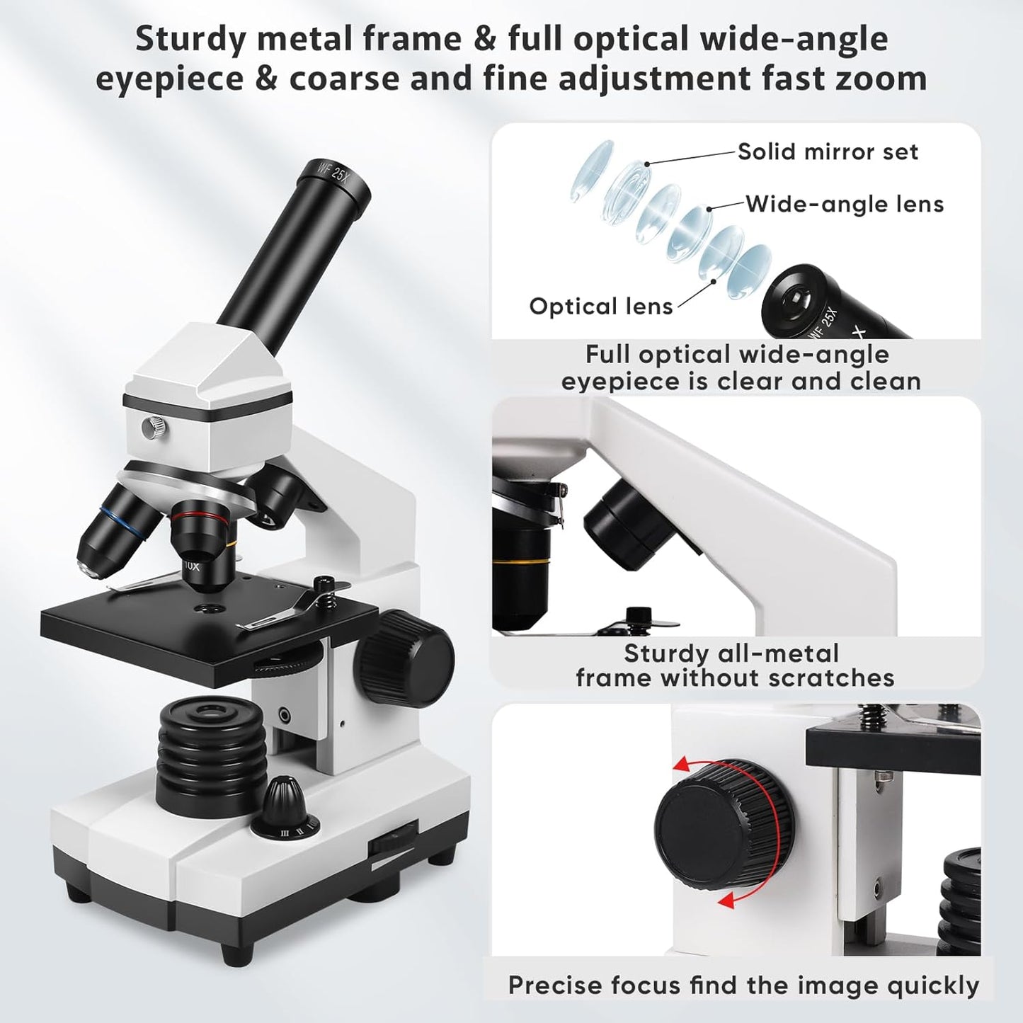 Microscope for Adults Professional:Compound Microscope for Kids 8-12,100X-2000X Kids Microscope Kit with Prepared Microscope Slides and Covers,Plant Stereo Microscopes for Kids Homeschool Lab