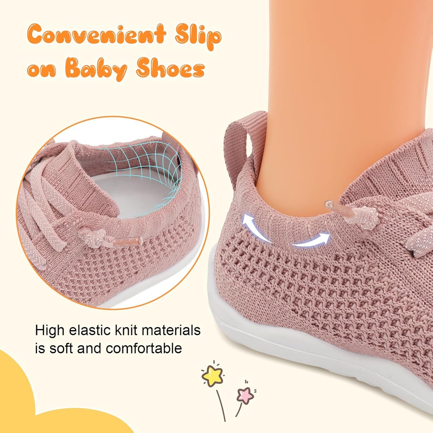 JIASUQI Baby Shoes for Toddler Boys Girls Sneakers Slip on Walking Shoes for Babies