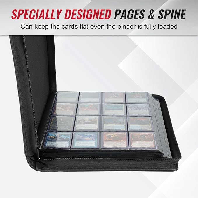 16-Pocket Binder for 1280 Trading Cards, Ringless Album with 40 Double Sided and Side-Loading Pages, Compatible with MTG, Sport Cards and other Standard Collectible Cards