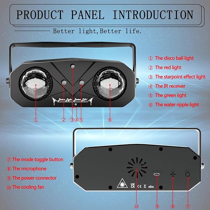 Party Lights Starry Sky Projector Ocean Wave Projector 3 in 1, DJ Dicso Ball Home Light with Remote Control, Suitable Parties Night Light Bedroom Home Theater Ceiling Room Decor Magic Corridor