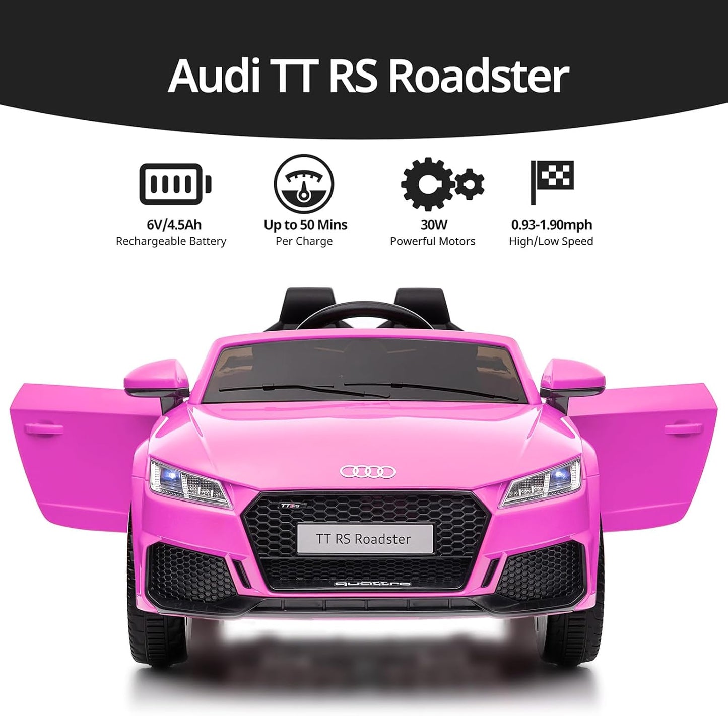 Kids Electric Car, Licensed Audi 6V Kids Ride on Toy Car for Toddlers - Pink