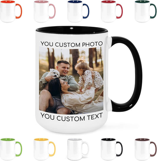 Custom Photo Mug Personalized Coffee Mugs with Photo Text Name Customized Cup Unique Gifts for Men Women Friend Family Wedding Christmas