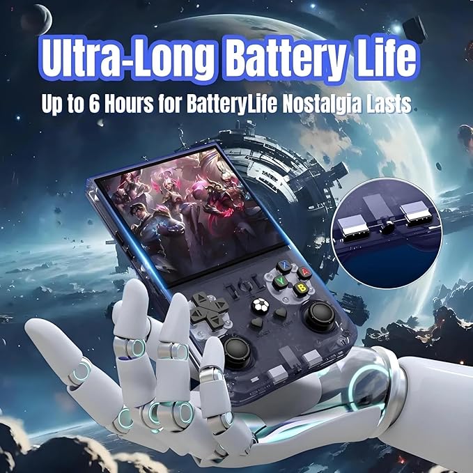 R36MAX Retro Handheld Game Console - 64GB Preloaded Classic Video Games, Support 30+ Simulators, Linux-Powered Portable Game Emulator Console with 4.0-in HD IPS Screen (Black)