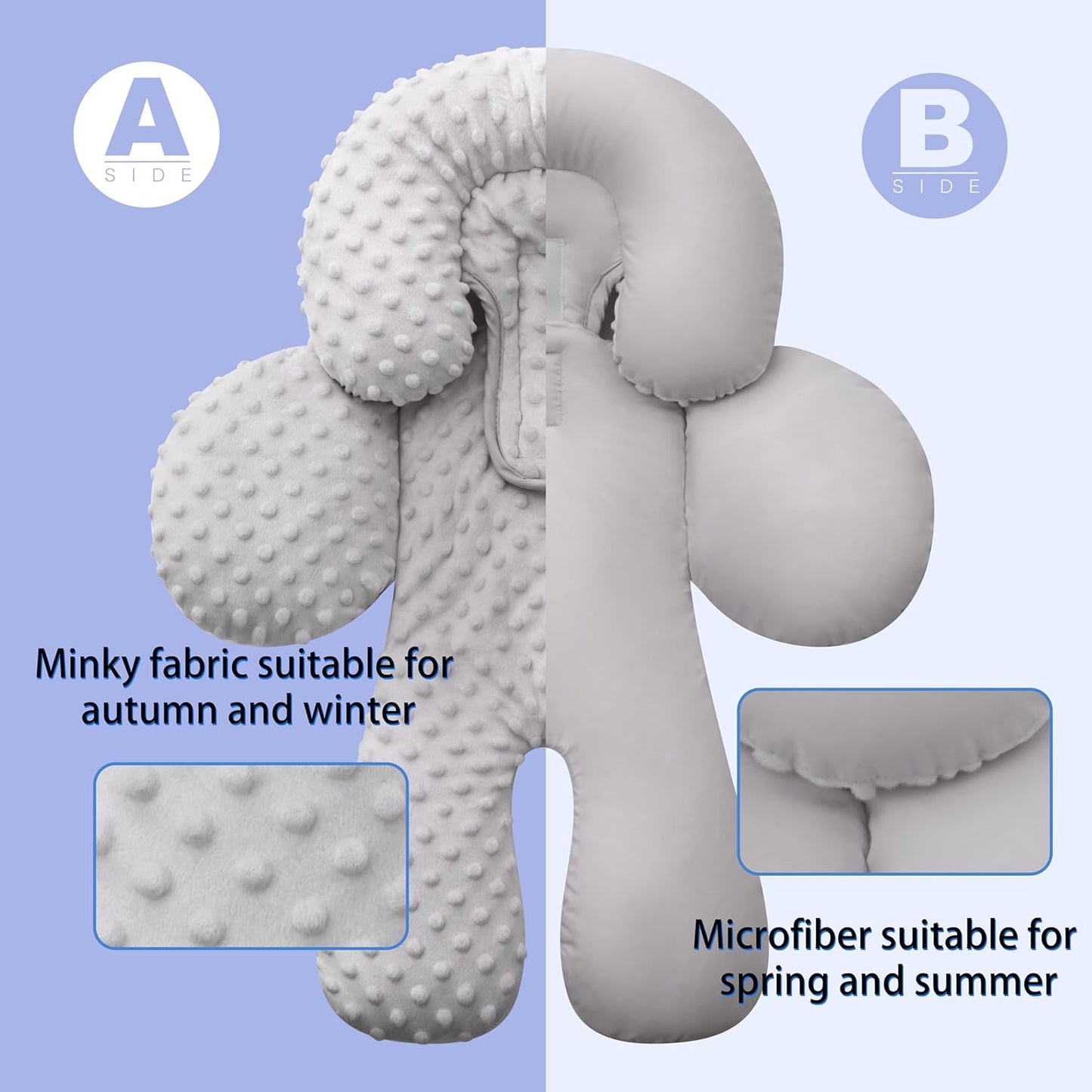 Pro Goleem Infant Car Seat Head Neck Body Support, Ultra-Soft Minky and Microfiber Newborn Car Seat Insert, Perfect for Car Seat, Stroller, 2-in-1 Reversible, for Boys and Girls, Gray