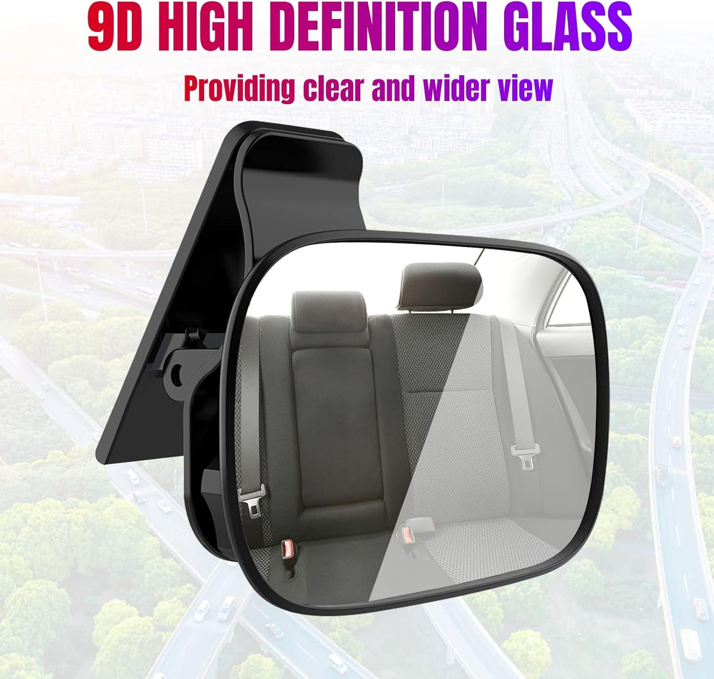 Car Interior Rearview Baby Mirror, Universal Wide Angle Convex Mirrors Clip On Mirror for Infant Toddler Child Backseat, 360° Freely Adjustable. (Black)