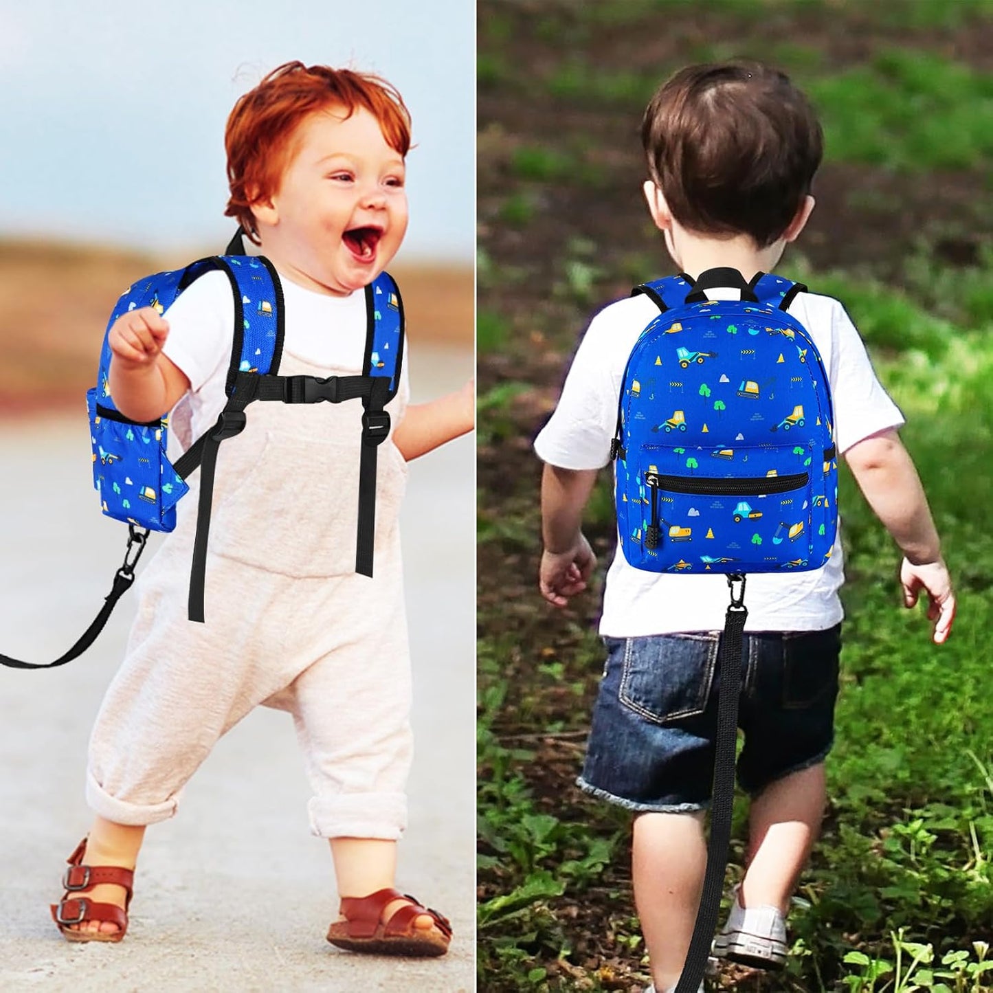 Accmor Toddler Backpack Leash, Mini Child Backpack with Anti Lost Wrist Link, Cute Kids Backpack Leash Walking Harness for Outdoor Travel, Small Excavator Backpack Tether for Baby Boys Girls Ages 1-3