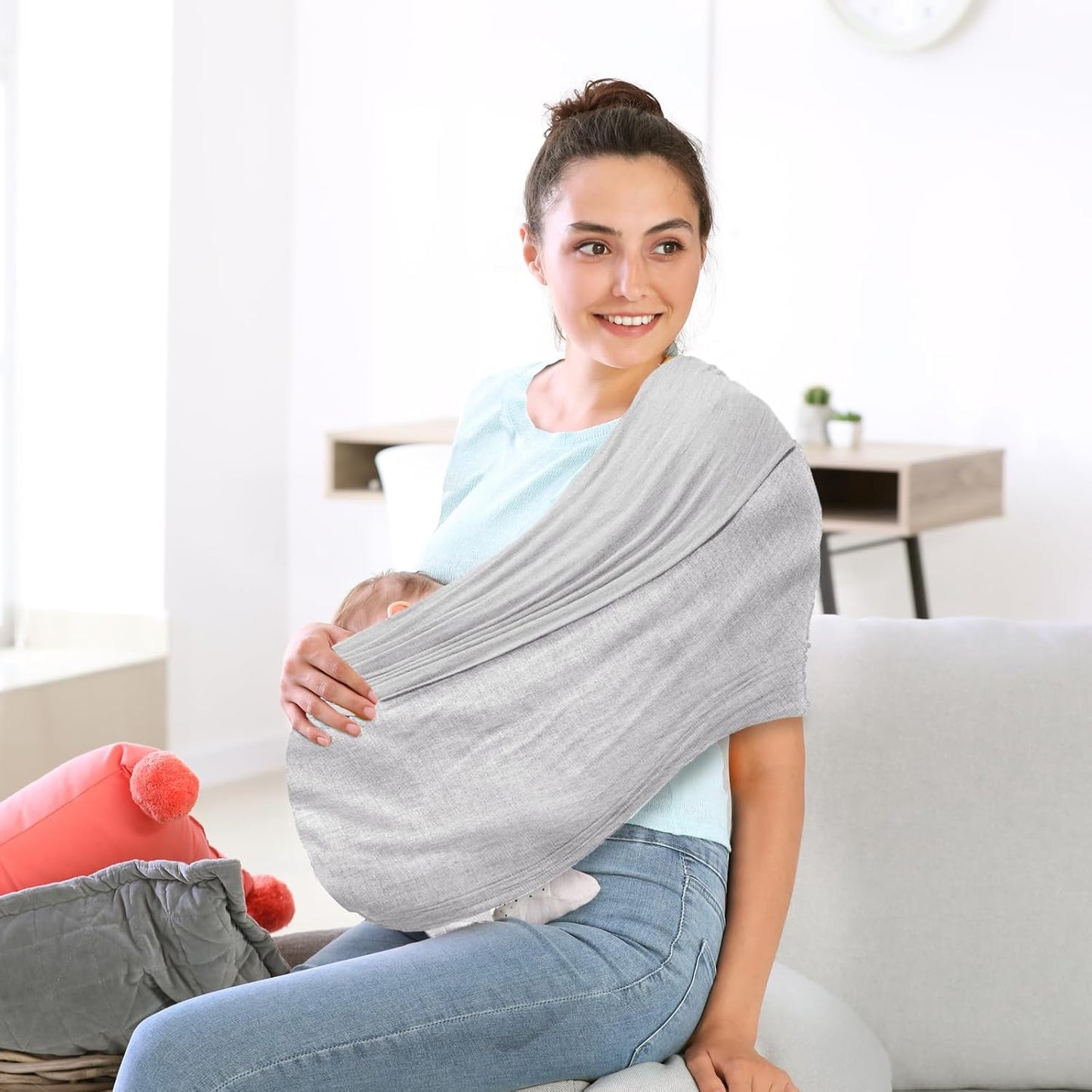 TKKOK Baby Wrap Carrier, Unisex Baby Carrier, Lightweight & Ultra Soft, Easy to Wear Baby Wrap, Perfect for Newborn Toddlers