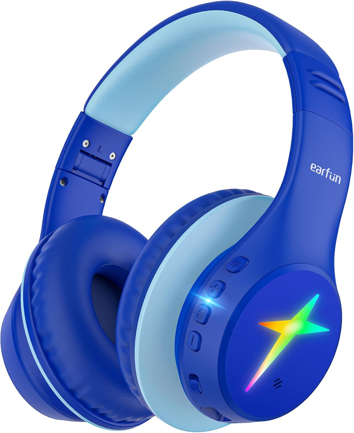 EarFun K4 Kids Bluetooth Headphones, Wireless Headphones with LED Lights, 74/85/94dBA Volume Limited, Built-in Mic, 90H Playtime, Bluetooth 5.4 Over Ear Headphone for iPad/Tablet/PC/School