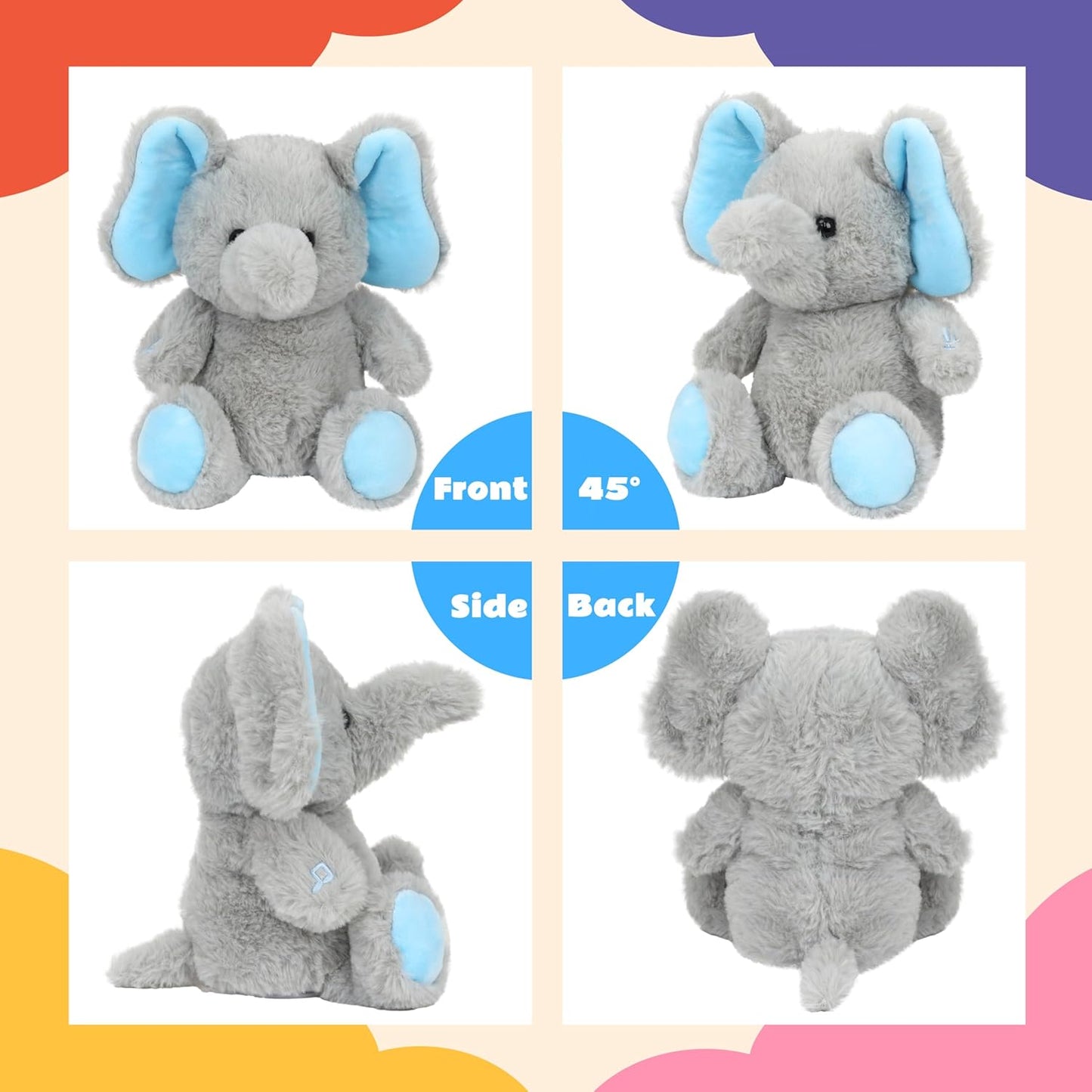 Cuteoy Talking Elephant Repeat What You Say Musical Stuffed Animal Shaking Singing Plush Toy Electric Interactive Animated Plushies Gifts for Kids Girls Boys