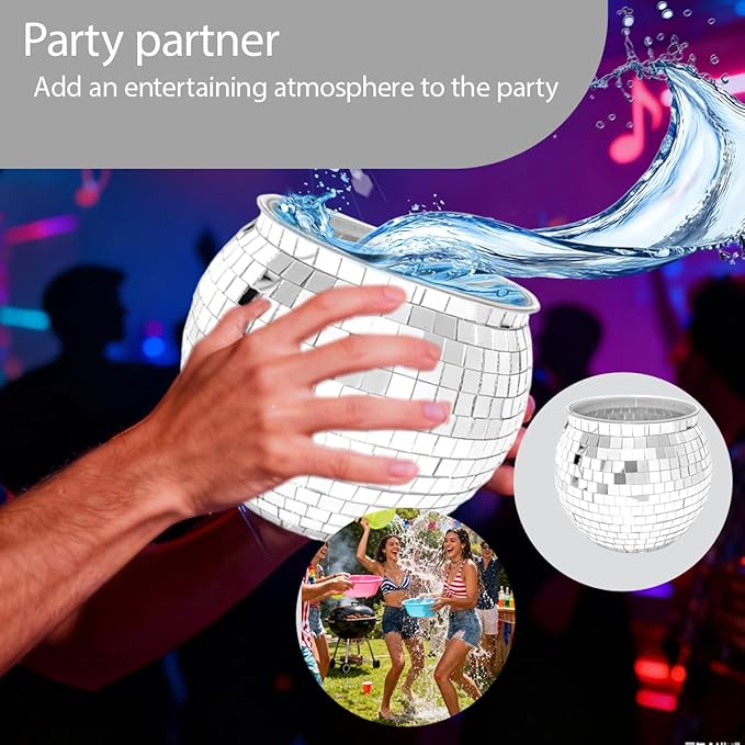 6 Pcs Disco Ball Vases,6" X 6.7" Disco Ball Centerpieces Decor,Silver Mirror Plastic Vase Disco Ball Planter for Wedding,Birthday,Office Table Decorations