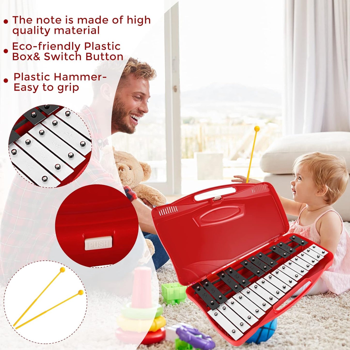 EASTROCK 25 Notes Glockenspiel Xylophone for Kids, Professional Music Teaching, Gifts