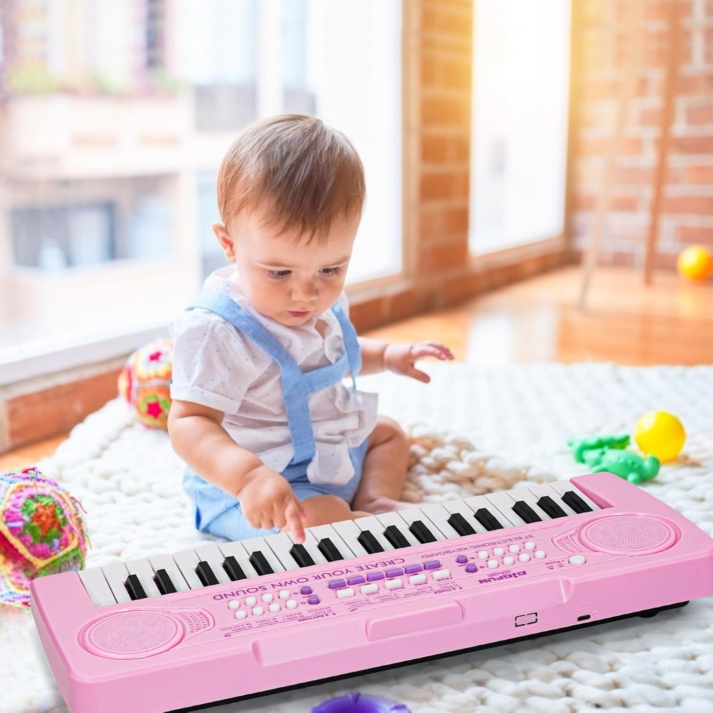 Raimy 37 Keys Keyboard Piano for Kids, Portable Keyboard Piano Early Learning Educational Electronic Musical Instrument Toys Gifts for 3 4 5 6 7 8 9 Year Old Boys and Girls (Pink)