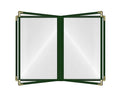 Goodsmart Restaurant Menu Covers – 25 Pack Green 8-View Booklet 8.5" x 14", Side-Loading Vinyl & Plastic Menu Holders, Clear Menu Sleeves, Leather-Style Café Covers with Gold Corners