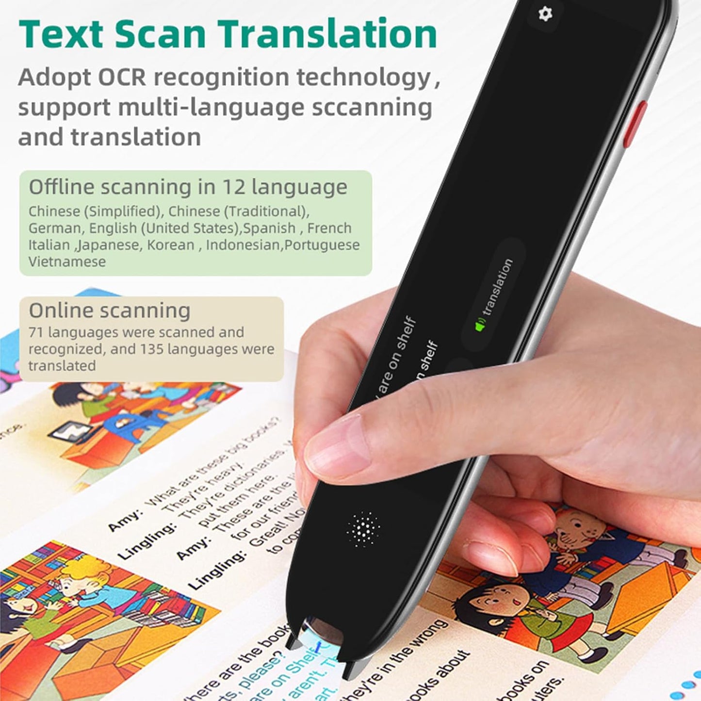 Translation Pen, Reading Pen for Student & Adults, Assistive Tool for Dyslexia & Scan Reader Pen OCR Digital Pen Reader, Reading Support & Language Learners, Translator Pen for 134+ Languages