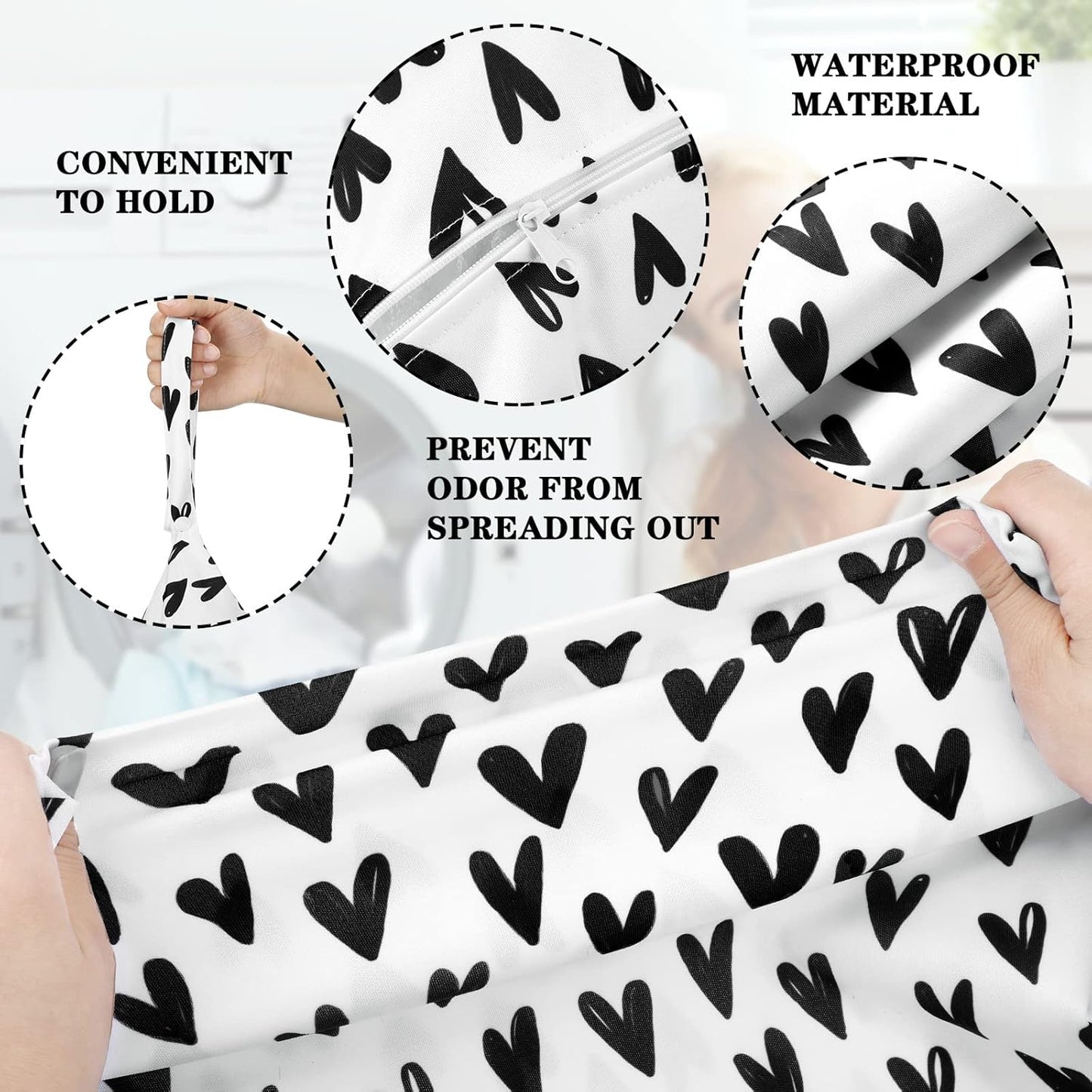 Shappy 2 Pcs Large Travel Laundry Bag Washable Waterproof Wet Dry Large Dirty Clothes Bag Bathing Workout(Solid Gray, Heart)