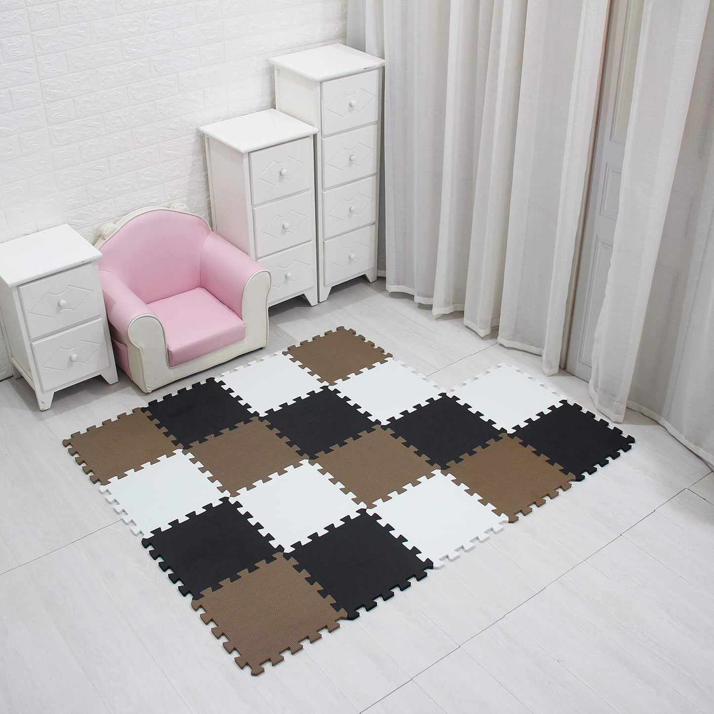 MQIAOHAM® 18 Pieces Puzzle Play Mats, Soft Baby Play Mat, Kids Interlocking Foam Floor Tiles, Toddlers Carpet Playmats G301018-101104106