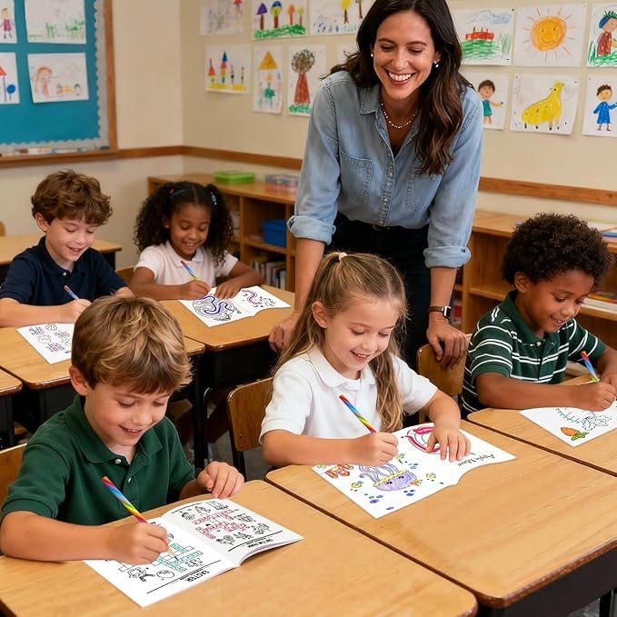 ZMLM 24 Activity Books Party Favors for Kids - Bulk 24 Colored Pencils Mini Coloring Books for Kids 4-8 8-12 Birthday Goodie Bags Stuffers Return Gifts Classroom School Game Prizes Travel(Classic)