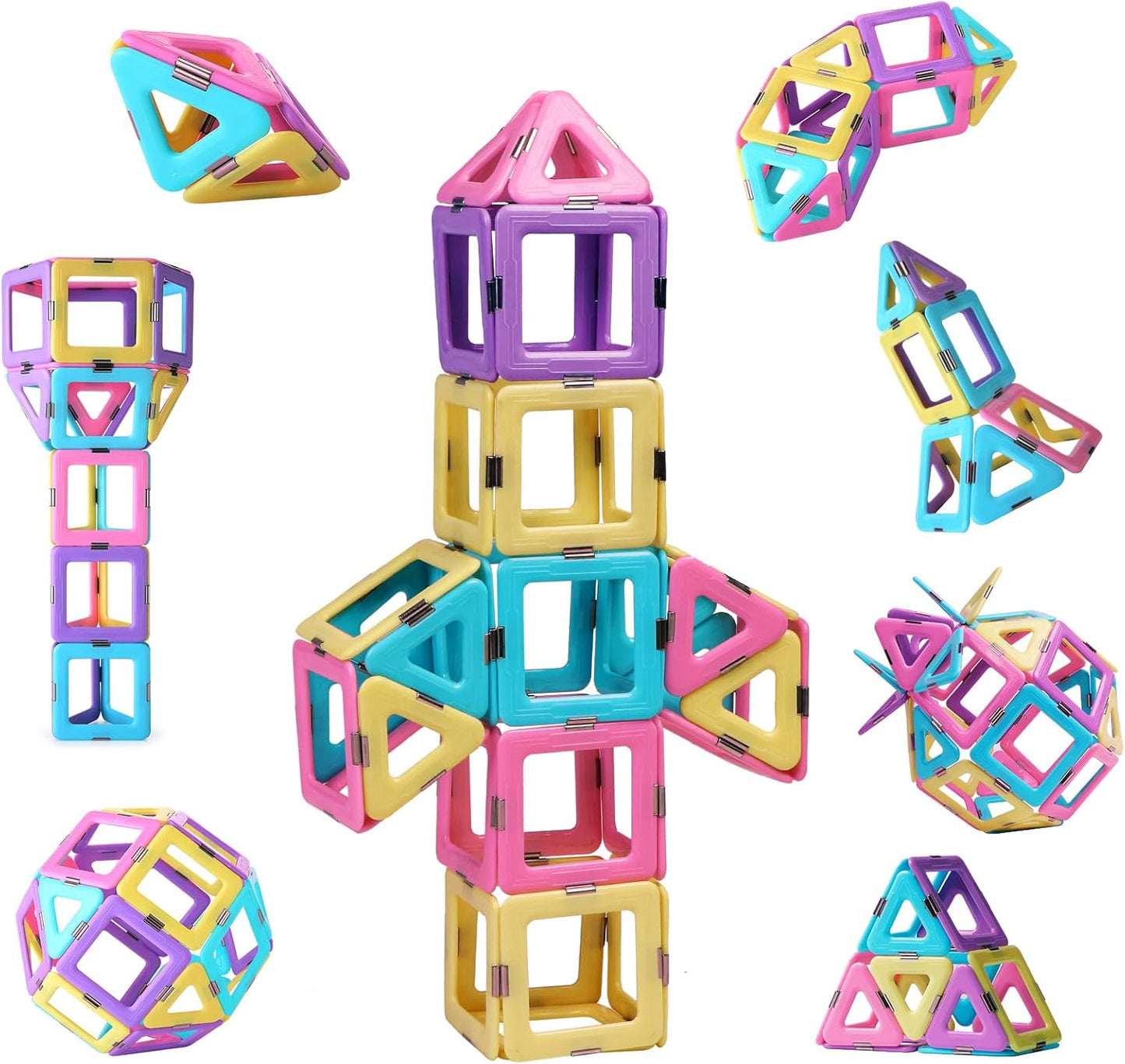 TOKBLOK 40-Piece Candy-Colored Magnetic Tiles for 3-6 Years Old - STEM Learning, Creative Building Blocks, Perfect Toddler Gifts for Boys & Girls - Starter Set