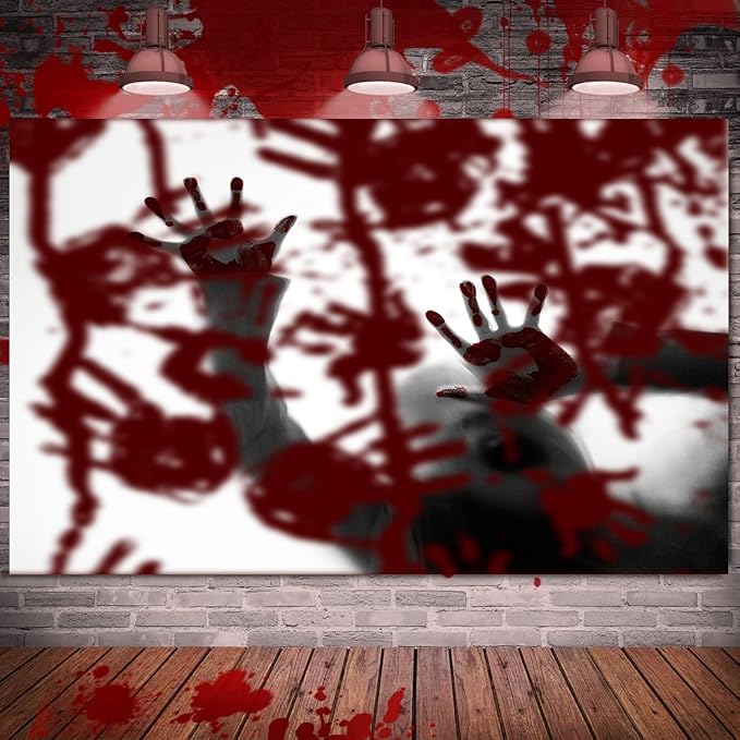 QGHOT Halloween Tapestry Wall Hanging, Scary Bloody Backdrop Horror Tapestry Blood Splatter Halloween Background Party Decorations for Bedroom College Dorm Wall Decor (59.1"x51.2")