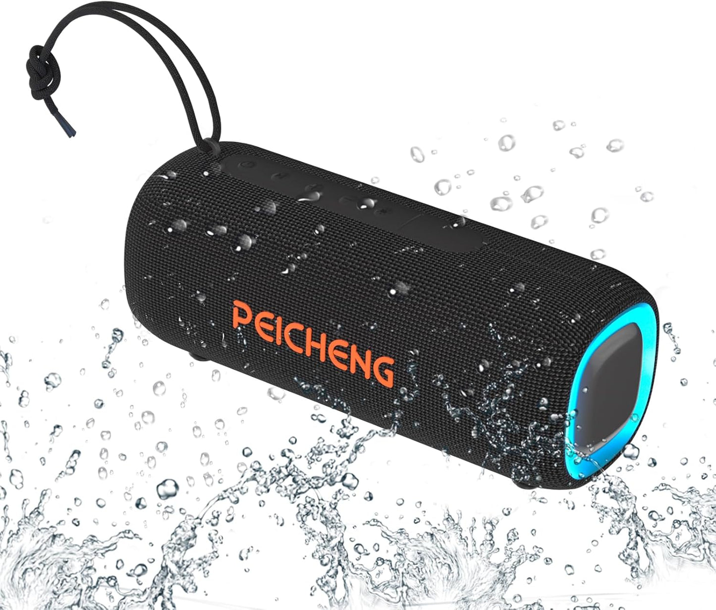 Bluetooth Speaker, Portable Wireless Clear Loud Stereo Sound IPX5 Waterproof with RGB Lights BT5.3 Long Playtime TWS Pairing,for Home Party Outdoor Beach,Great Gift Choice (Black)