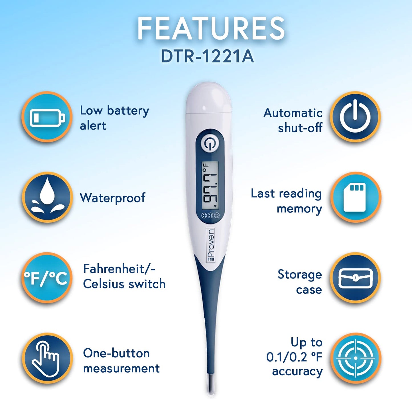 iProven Adult Digital Oral and Rectal Thermometer, Measures in 10 Seconds, with Flexible Tip, Fever Alarm, Thermometer for Kids and Babies (10 Packs)
