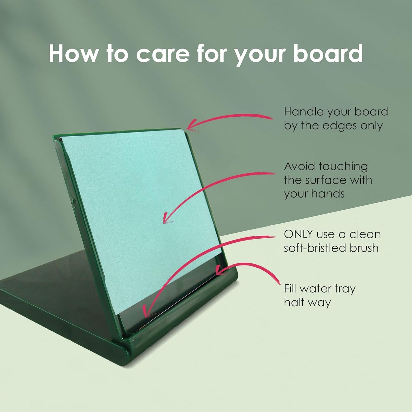 Mini Buddha Board Art Set: Water Drawing Writing Board w/ Water Brush for Mindfulness & Meditation – Inkless Zen Based Drawing Board - Painting & Art Supplies – Ideal Relaxation Gifts (5” x 5”, Green)