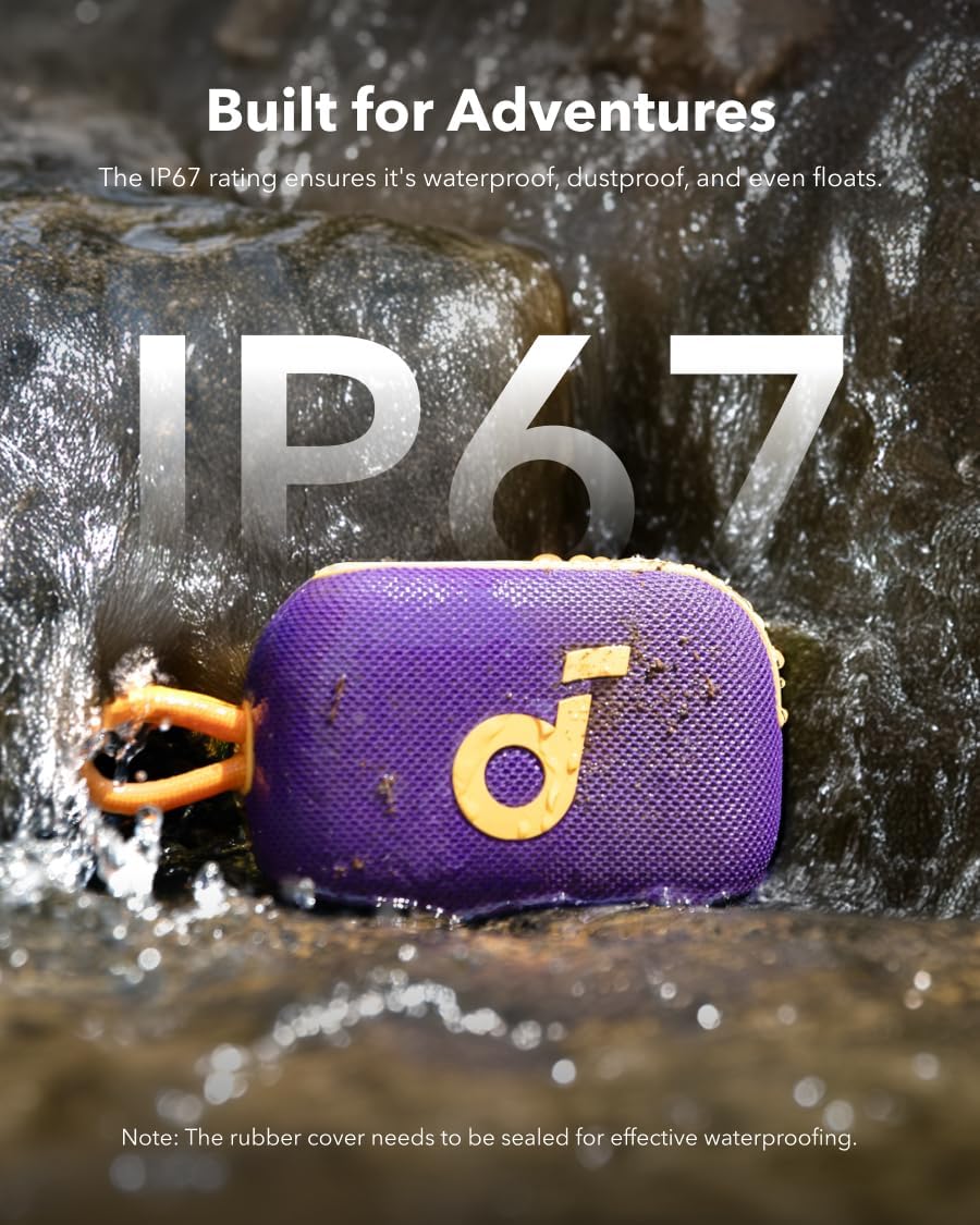 soundcore Select 4 Go Bluetooth Shower Speaker by Anker, IP67 WaterproofDustproof, Portable, Wireless, 20H Playtime, Floatable, Powerful Sound, Electronics for Outdoors/Home/Office/Travel/Party-Purple