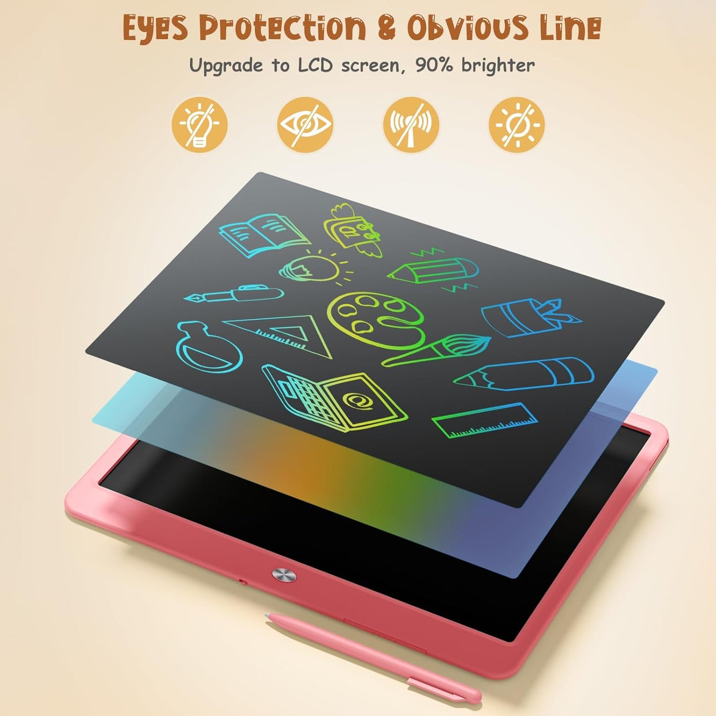 LCD Writing Tablet for Kids, 15 Inch Large Screen Doodle Board Toddler Toys, Drawing Writing Board Tablet, Office Message Notes Board Birthday Gift for 3-12+ Year Old Girls Boys Toys, Pink