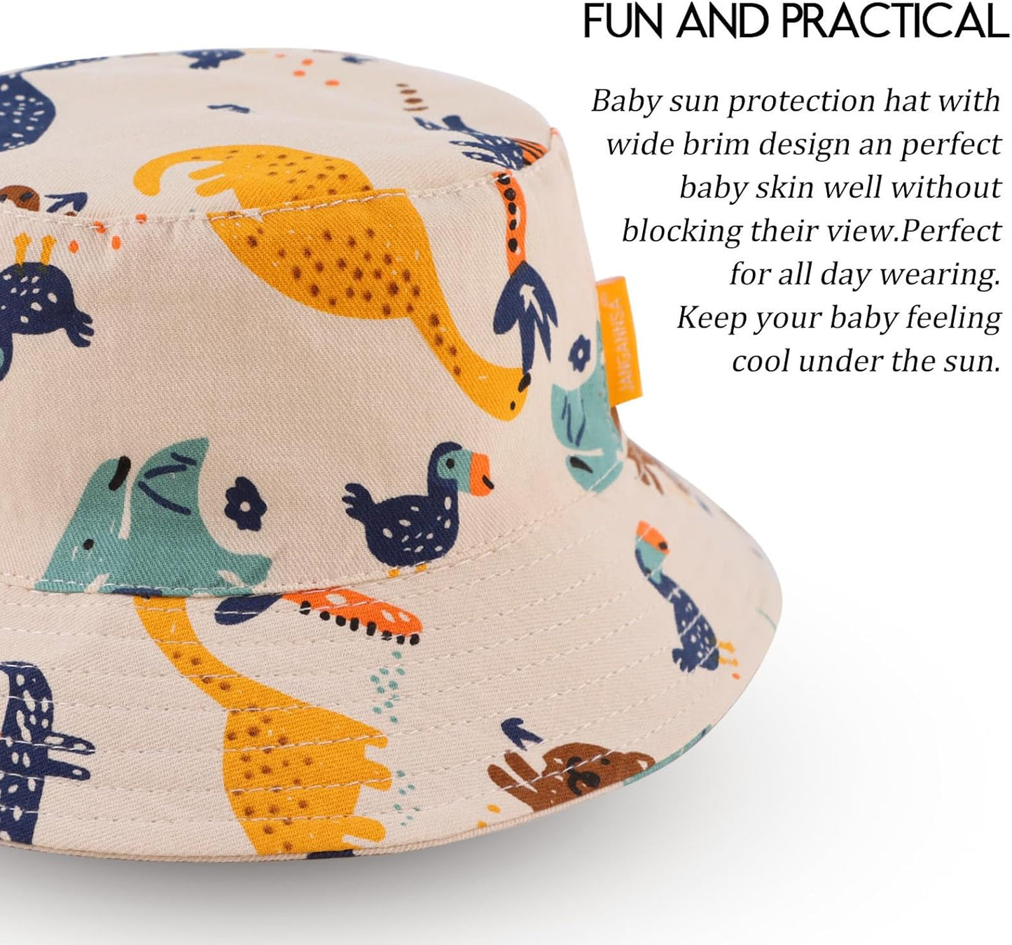 JANGANNSA Cotton Baby Sun Hat Infant Toddler Boys Girls Bucket Hats Summer Sun Protection Kids Beach Caps