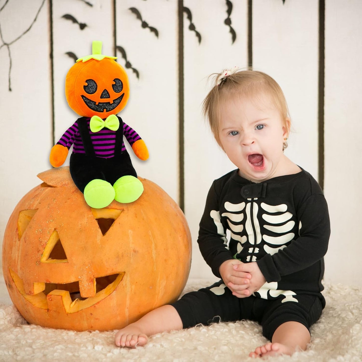 June Garden 12" Sweet Dolly Halloween Pumpkin - Stuffed Ultra Soft Baby Doll for Kids