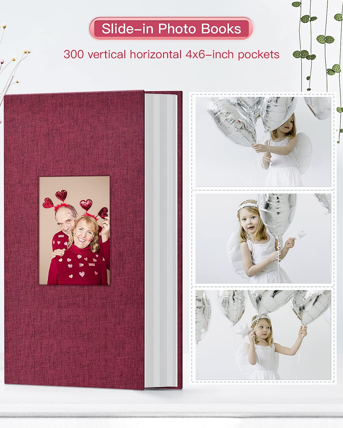 popotop Photo Album 4x6-300 Photos Linen Cover Photo Books with 300 Horizontal Pockets,Slip-in Picture Albums for Family Wedding Anniversary Baby Vacation Pictures