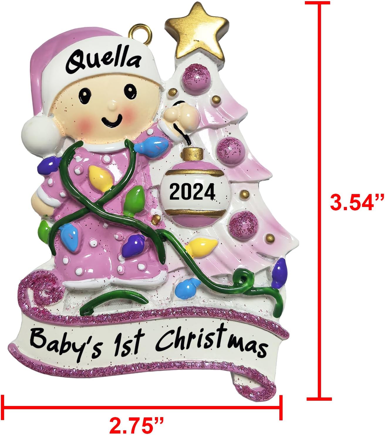 Baby's First Christmas Ornament 2025 Personalized Christmas Ornaments with Name Snow Baby in Stocking with Snowflake Custom Tree Ornament Decorations Ornaments,Pink